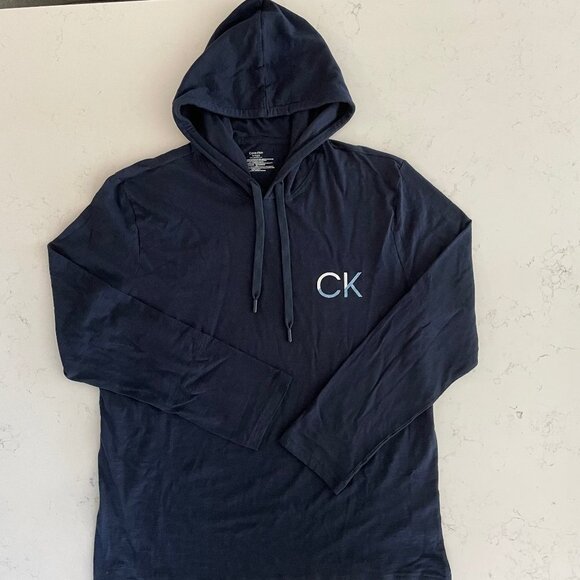 Calvin Klein Casual Lightweight Pull On Lg Sleeve 100% Cotton Hoodie Navy Sz XL - Picture 10 of 10